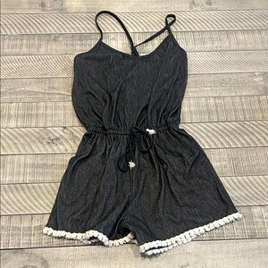 Chic Black Romper with White Trim